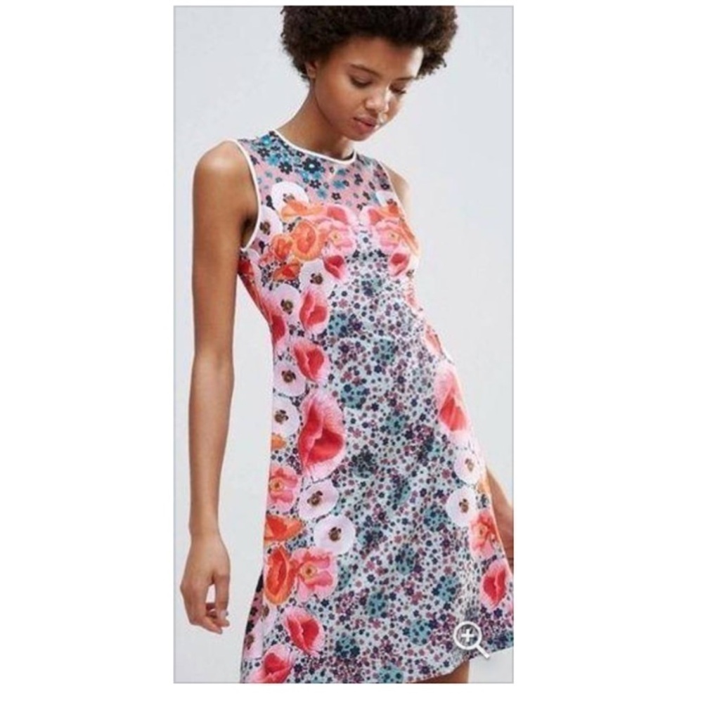 Clover Canyon Floral Mini Dress - Pink and Red